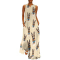 Robe longue maxi maxi sans manches pour femme, motif berger allemand aquarelle, col en V, coupe ample, unie, avec poches