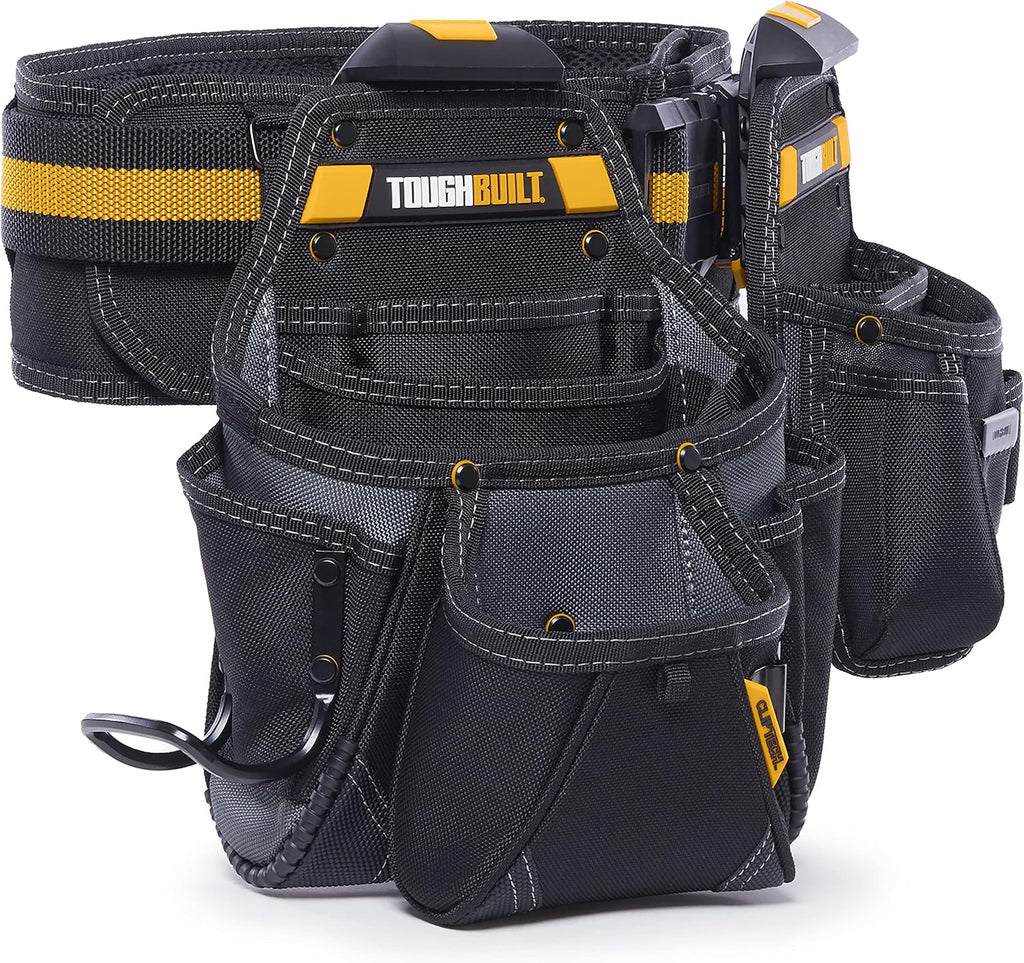 Série ToughBuilt ClipTech – Ensemble de ceinture à équipements 3 pièces destiné à bricoleur, système modulaire ClipTech™ doté de 2 pochettes robustes et ceinture rembourrée résistante, construction renforcée 1680D (TB-CT-111-CP)