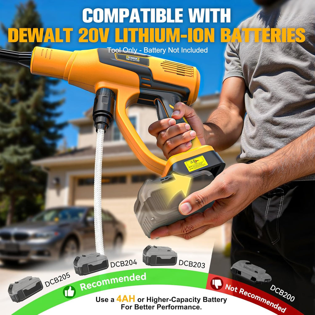 équipements de nettoyage destiné à voiture, 600 W, moteur sans balais, buse 6 en 1 et canon à mousse destiné à voiture, terrasse, clôture (jaune)