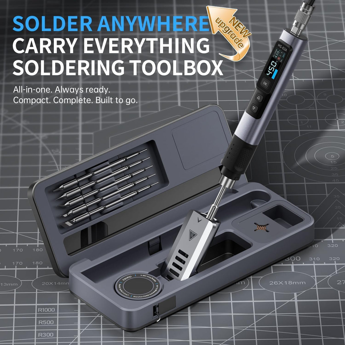 Kit fer à souder et outil de chauffe filaire FNIRSI HS02 100 W destiné à imprimante 3D, plastique et réparation d'électronique portable. Chauffage rapide en 3 secondes, 3 températures préréglées, doté de écrous et embouts en laiton filetés M2-M8.