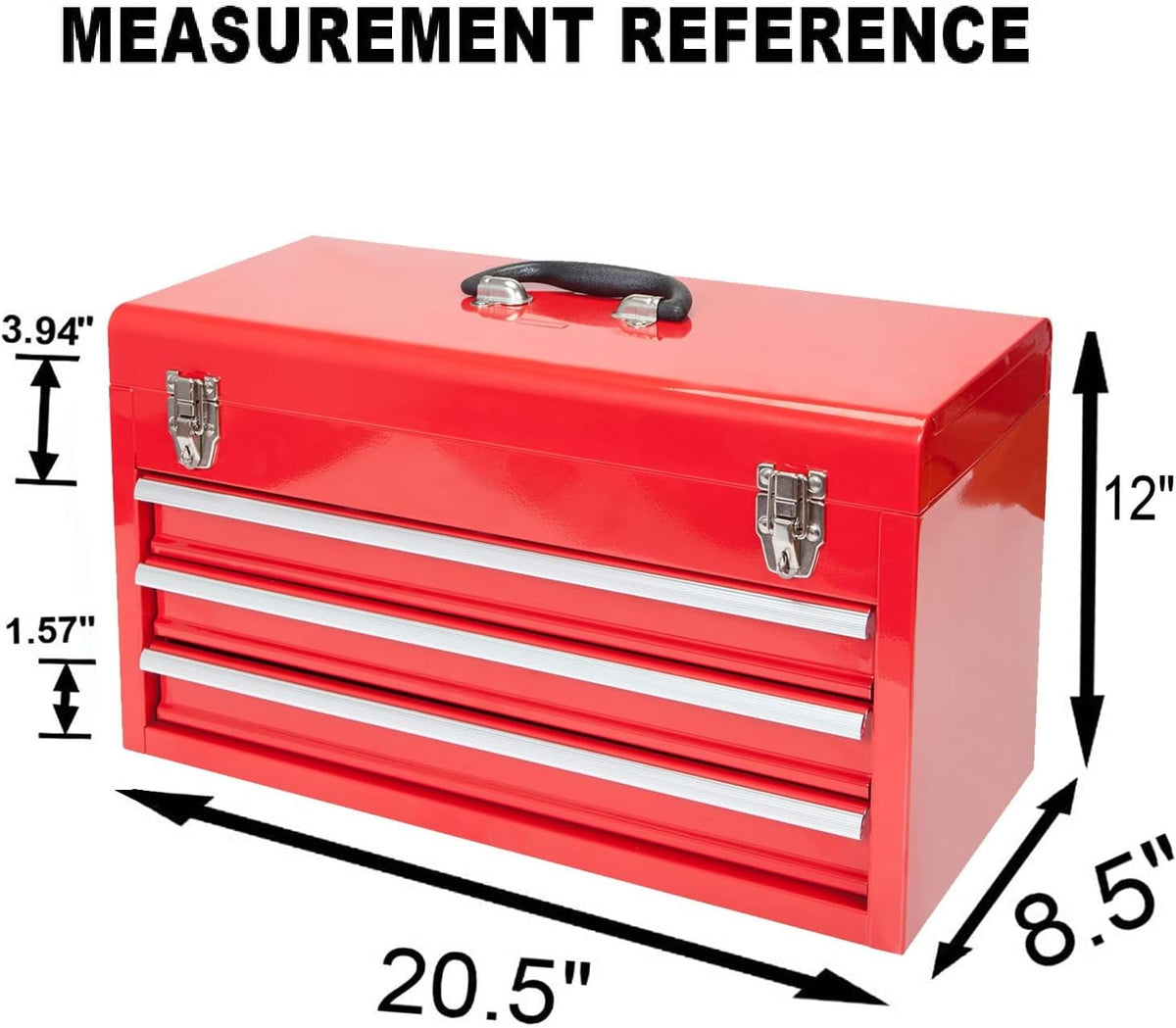 Coffret à outils portable BIG RED ANTBD133-XB Torin 20.5 à 3 tiroirs en acier avec fermeture à loquet métallique, rouge