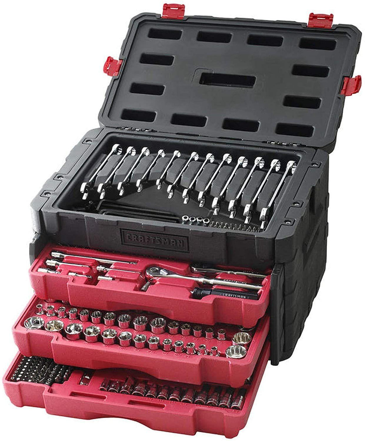 Ensemble d'équipements de mécanicien Craftsman 450 pièces, comprenant une clé à cliquet, des douilles et des clés à main.