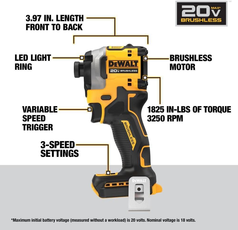 Visseuse à chocs sans fil DEWALT ATOMIC 20V MAX* 1/4 po, 3 vitesses, outil seul (1 visseuse à chocs sans fil ATOMIC 20V MAX 1/4 po, 3 vitesses) – sélection pratique