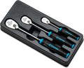 Clé à cliquet Capri Tools Fine 90 dents, poignée ergonomique souple, entraînements 1/4, 3/8 et 1/2 po, 3 pièces – sélection pratique