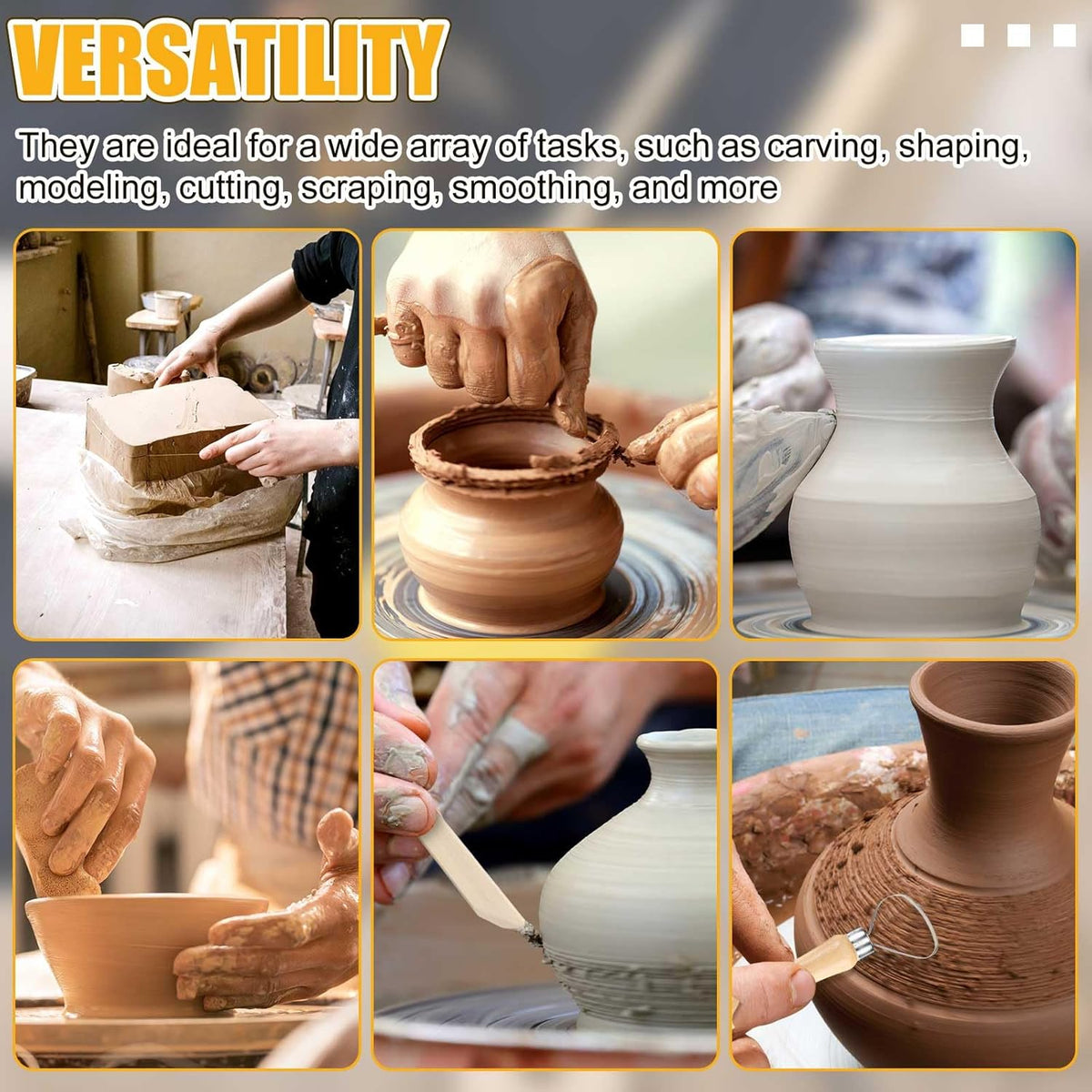 ensemble d'équipements de poterie Leriton 320 pièces destiné à modelage et sculpture d'argile : équipements de coupe, de modelage et de finition doté de manches en bois, idéal destiné à les débutants.