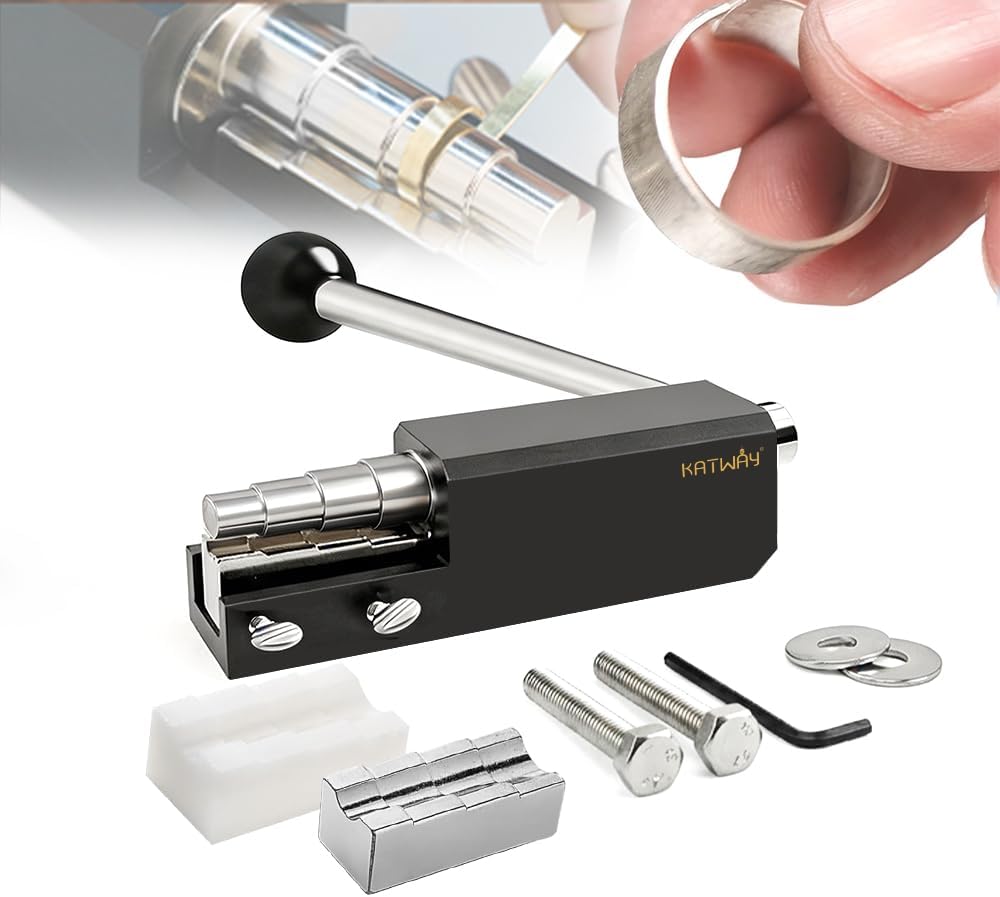ensemble d'équipements professionnels KATWAY destiné à cintrer les bagues – Machine à cintrer les bagues en forme de cuillère doté de matrices en nylon durable, baguier multi-tailles ajustable et machine à cintrer robuste destiné à bagues en or...