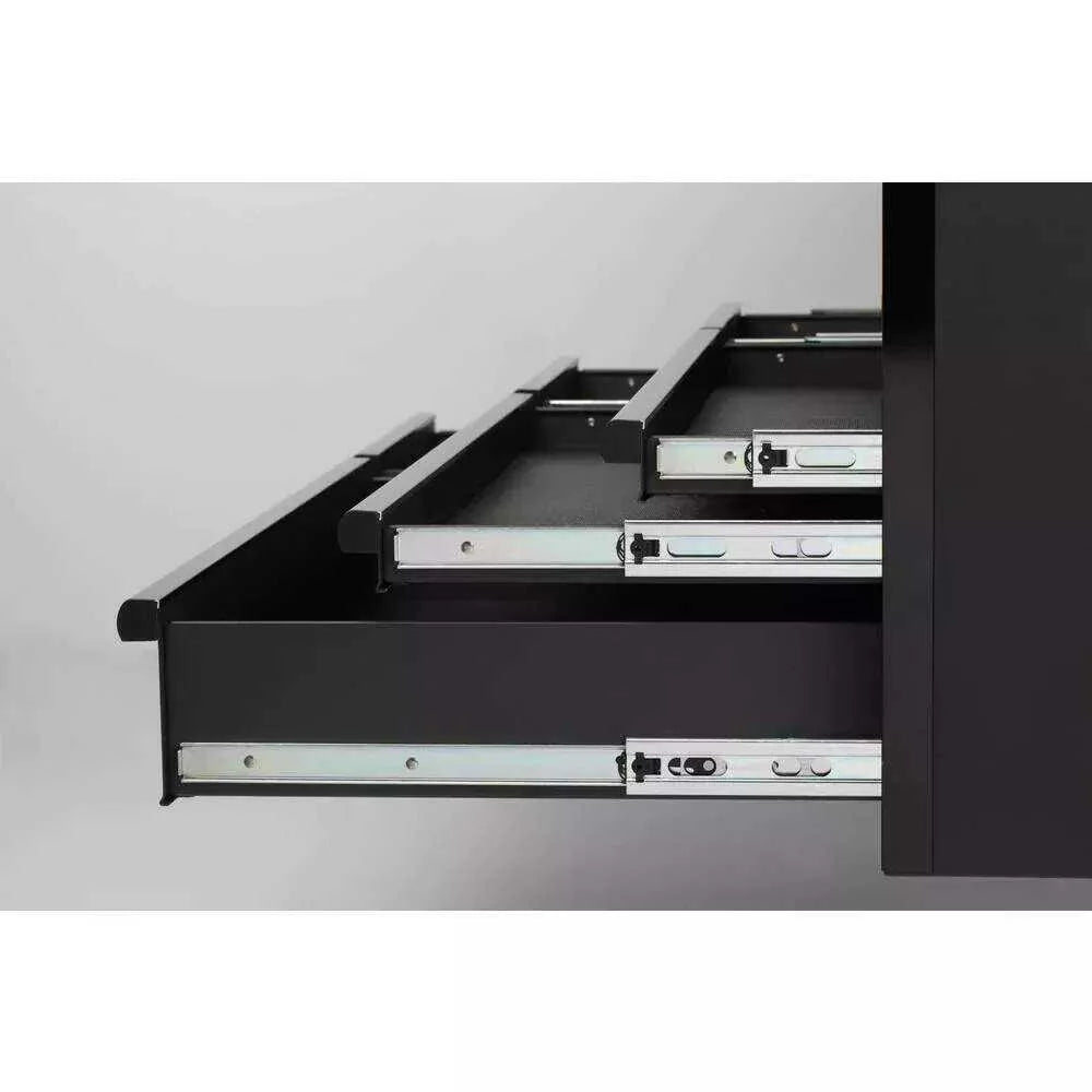 Coffre à outils robuste de 132 cm de large, à 6 tiroirs profonds, noir mat – Pratique