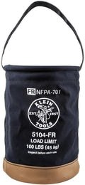 Seau en toile Klein Tools 5104FR, seau à équipements ignifugé en toile n° 4, doté de fond doublement renforcé, capacité de charge de 45 kg (100 livres).