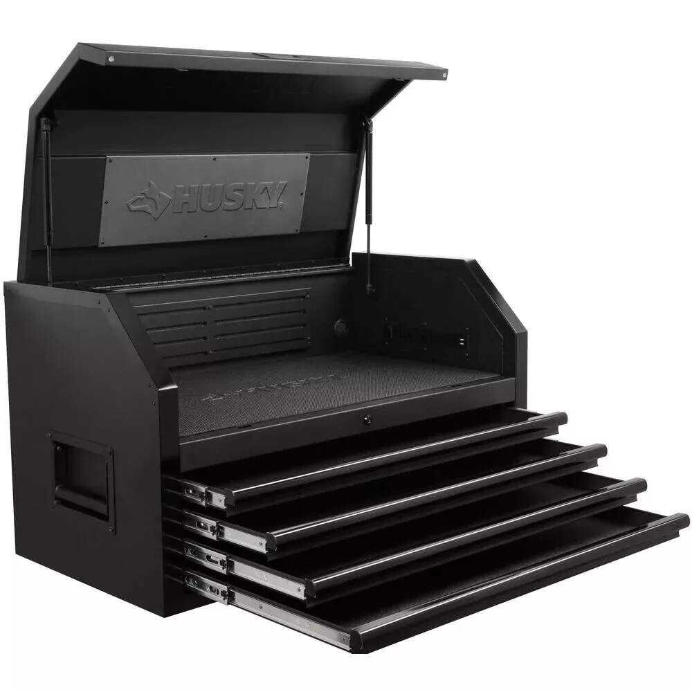 Coffre à outils industriel à 4 tiroirs, 104 cm L x 55 cm P, noir mat – Pratique