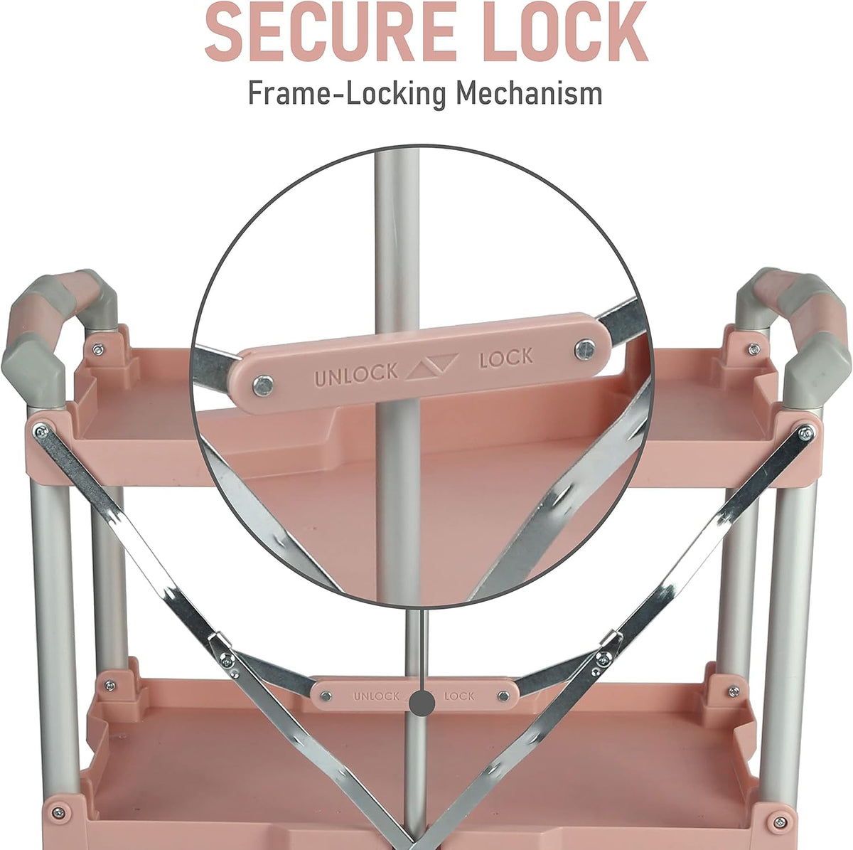 Chariot pour service pliable et enroulable Olympia Tools 89-350 Pack-N-Roll, capacité de 68 kg (150 lb), rose