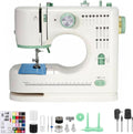 Machine à coudre électrique destiné à débutants, à double aiguille, doté de 16 points de couture, pédale et kit d'accessoires 42poc destiné à loisirs créatifs (verte).