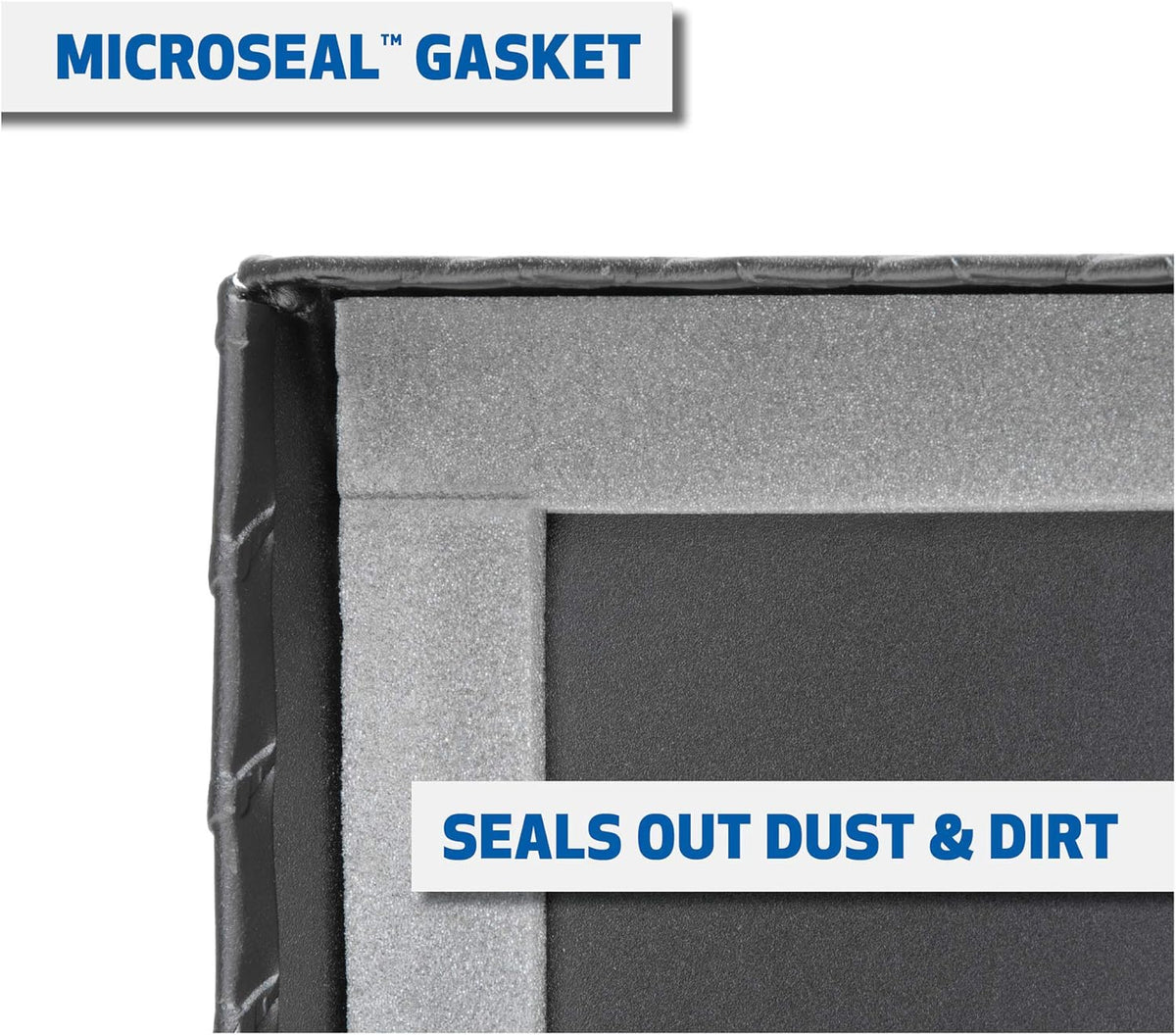 Coffre à outils pratiques pour camion UWS EC10603 72 pouces en aluminium à paroi épaisse noir mat, profil bas et couvercle RigidCore