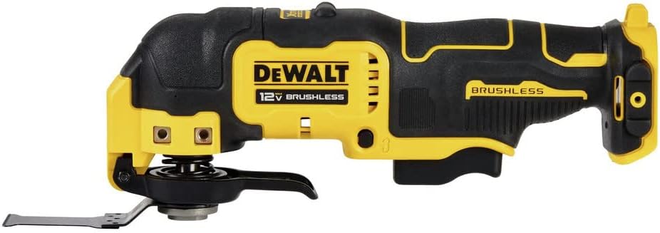 Dispositif oscillant sans fil DEWALT XTREME 12V MAX doté de lames et adaptateur, outil seul (DCS353B)