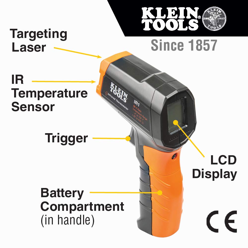 Ensemble de test électrique Klein Tools 80067 doté de thermomètre numérique infrarouge, multimètre, testeur de tension sans contact et testeur de prises, 4 pièces
