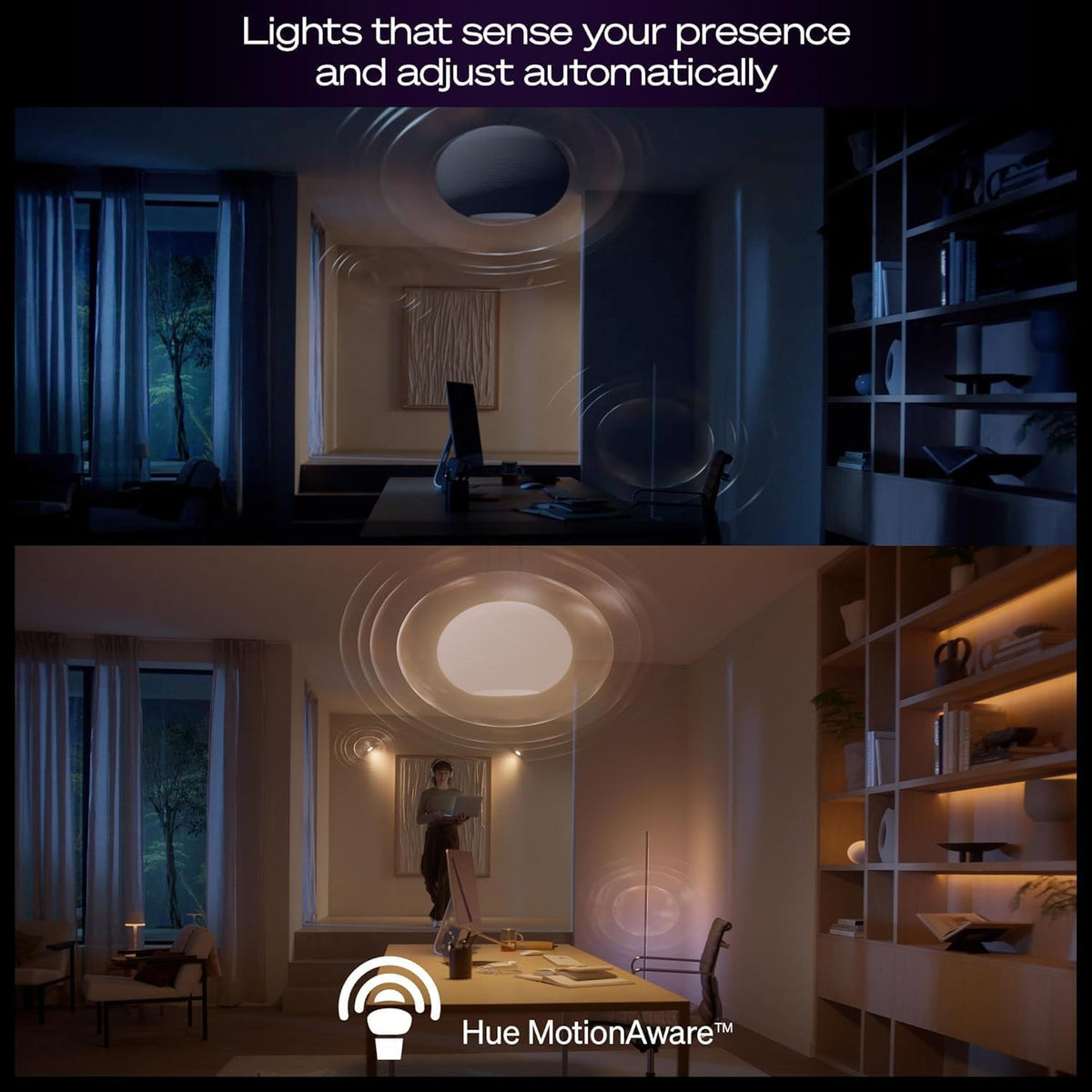Ensemble de démarrage Philips Hue : Bridge Pro + 4 ampoules connectées A19 E26, blanc et couleur, intensité réglable, hub d'éclairage intelligent, compatible doté de Apple Home, Alexa, Google et Samsung SmartThings