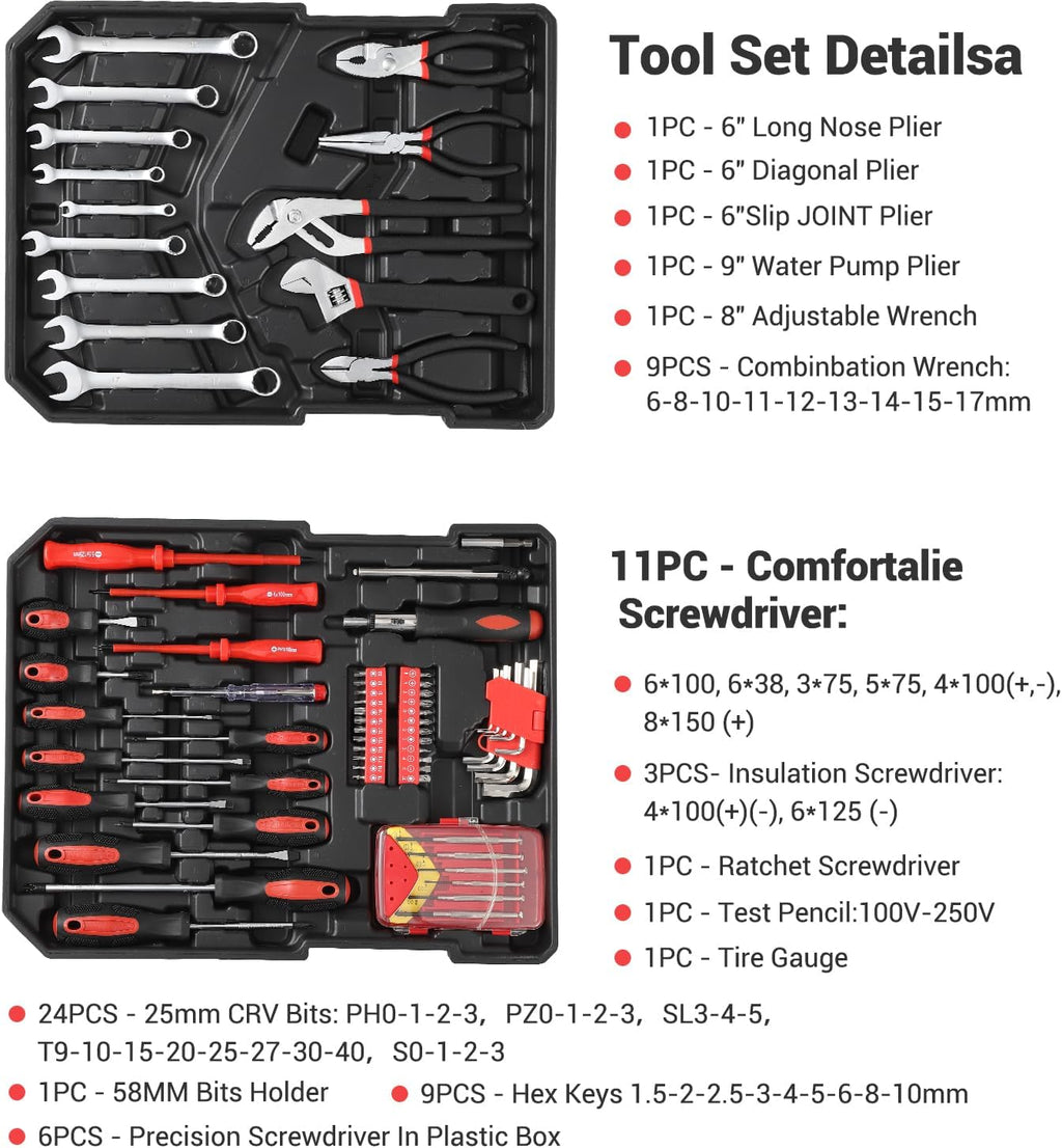 Coffret d'outils de mécanicien de 800 pièces avec valise à roulettes en aluminium, comprenant un ensemble complet de douilles et de clés, ainsi que des outils à main. Coffret à outils portable pour garage, idéale pour la réparation automobile, l'entr