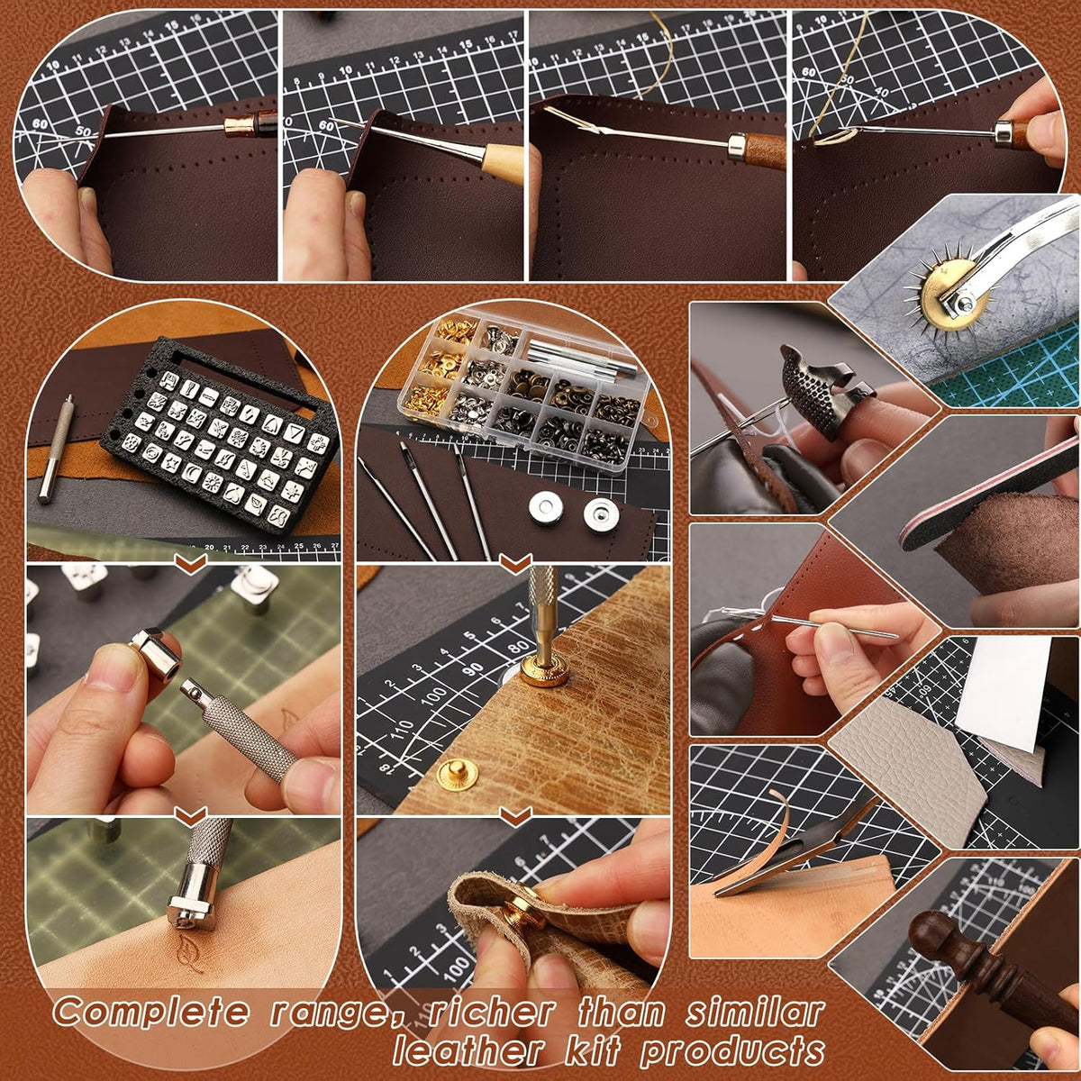ensemble d'équipements destiné à le travail du cuir TLKKUE : équipements professionnels destiné à le travail du cuir, comprenant des tapis de découpe, des équipements de gravure, de poinçonnage, de couture, d'estampage et de ponçage destiné à la...