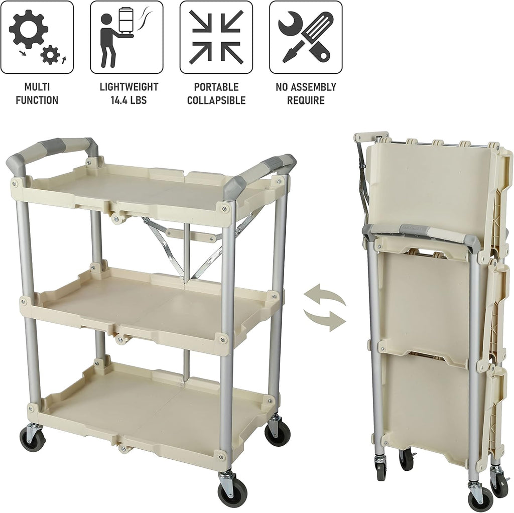 Chariot pour service pliable et escamotable Olympia Tools 89-351 Pack-N-Roll, capacité de 68 kg (150 lb), blanc