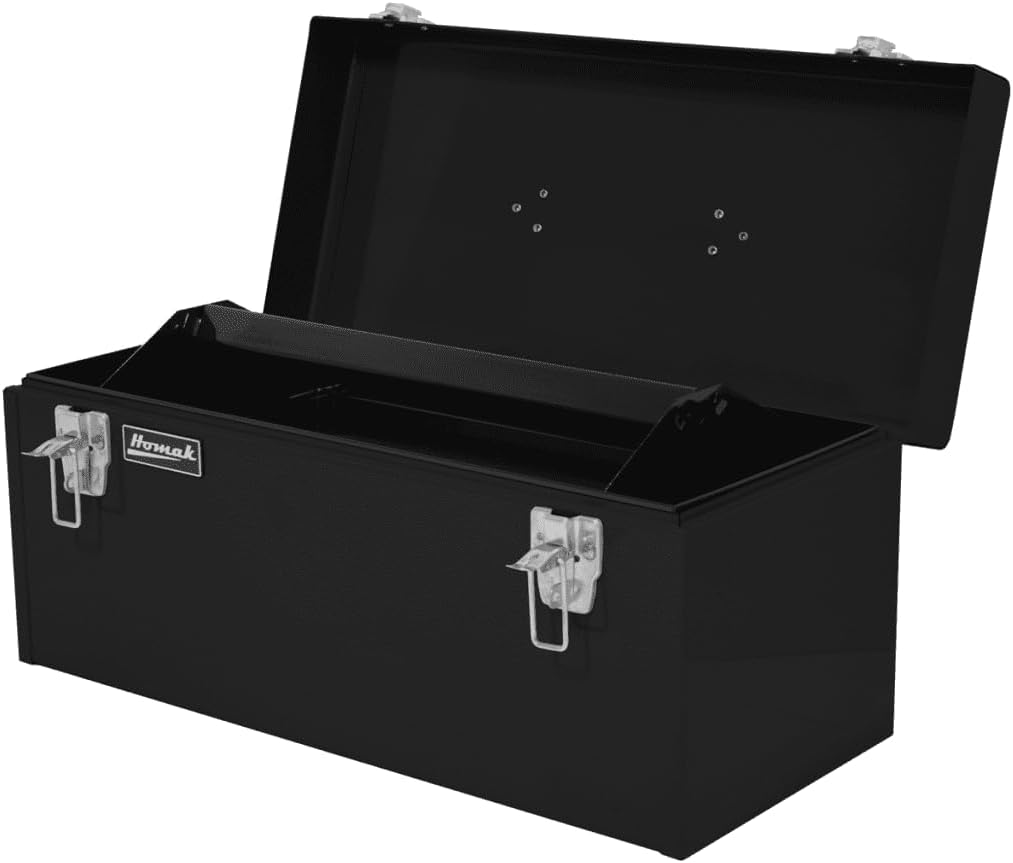 Boîte à équipements Homak en acier à couvercle plat doté de plateau amovible, noire, 50,8 cm (20 pouces)