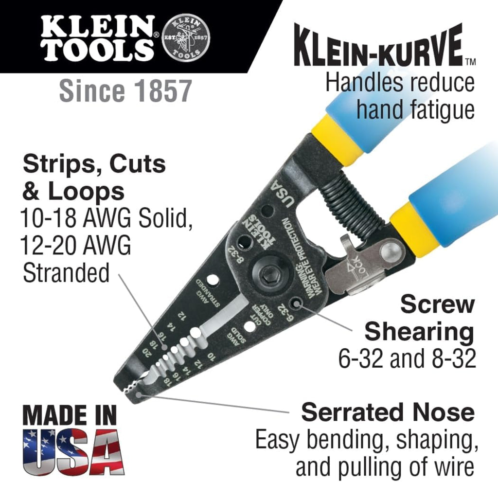 ensemble d'équipements de finition Klein Tools 80006, fabriqué aux États-Unis, comprenant des équipements à main Klein et une pochette en cuir à 4 poches, 6 pièces