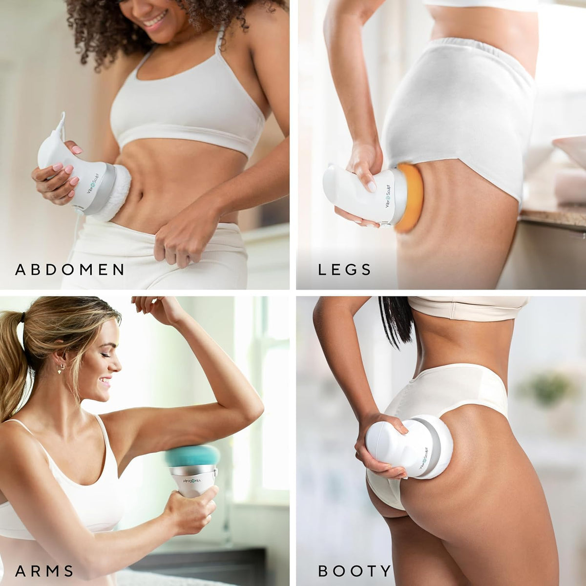 Appareil de massage destiné à drainage lymphatique Vibro Sculpt – Dispositif et masseur anti-cellulite, masseur corporel portatif destiné à le ventre et les jambes – Comprend des électrodes professionnelles et de l'huile de vitamine C