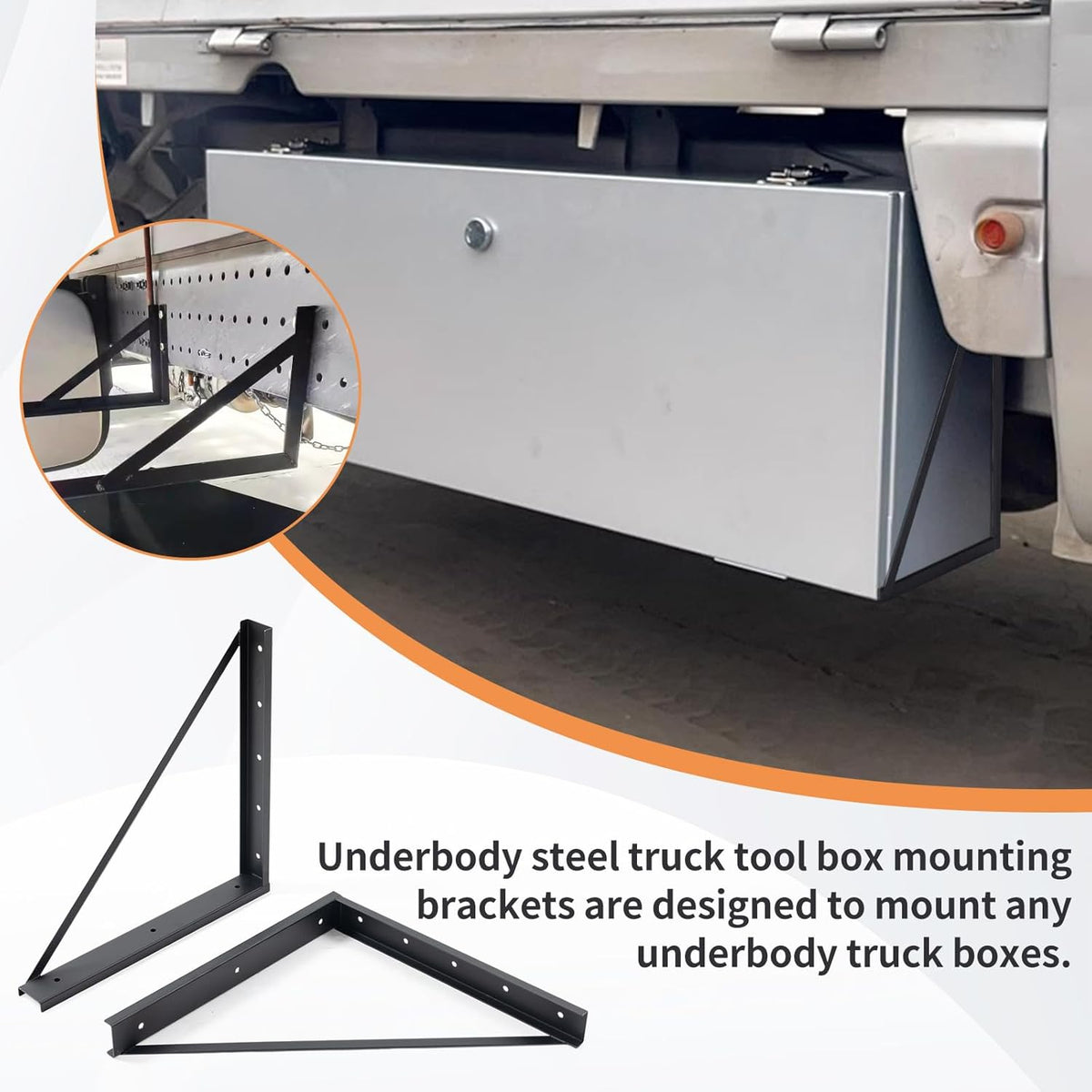 Supports de fixation sous châssis en acier Colinktool, kit de montage pour coffre à outils pratiques de camion 18 x 18 pouces, avec vis, entretoises et manchons - 2 pièces