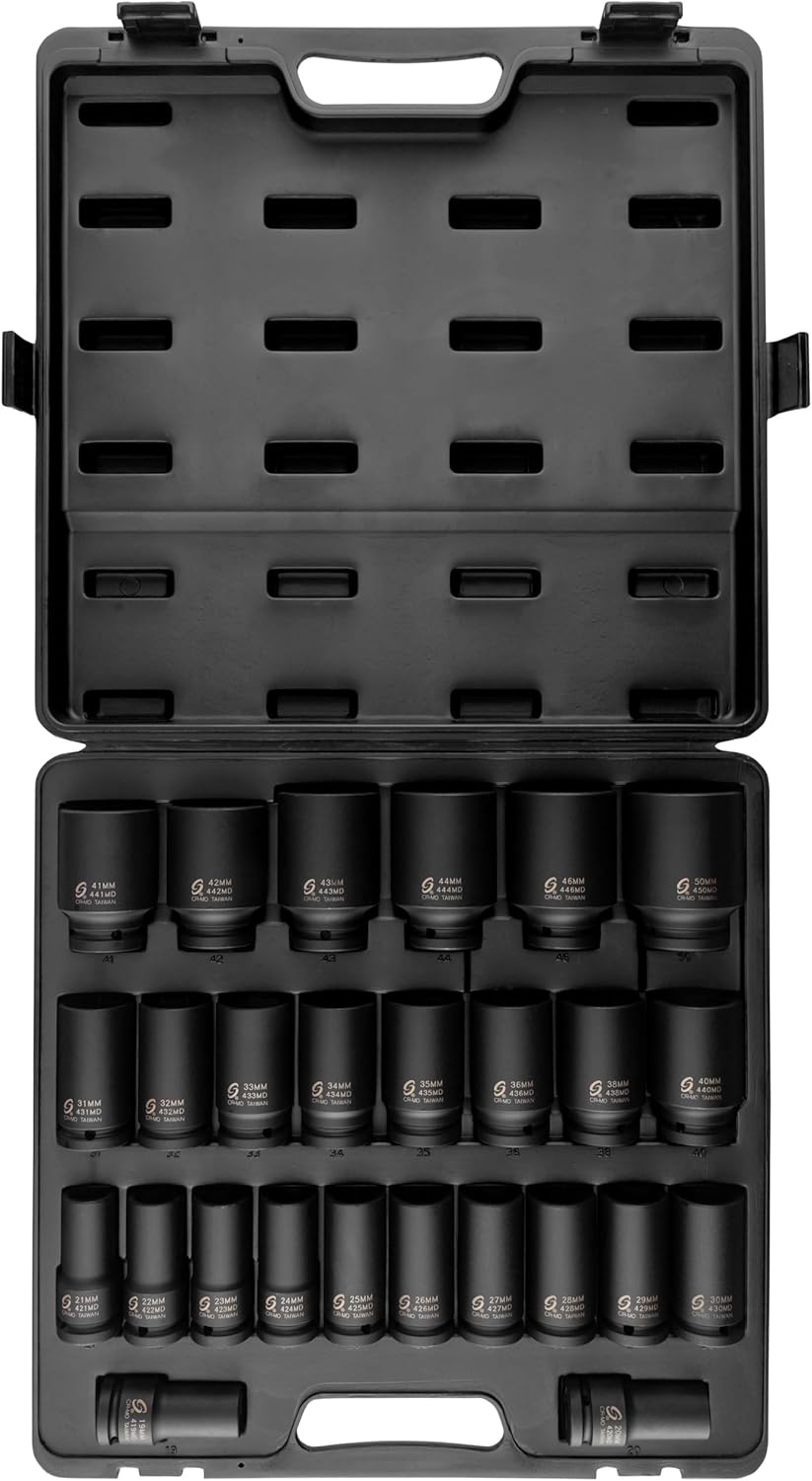 SUNEX TOOLS 4693 Ensemble de 26 douilles à impact profondes métriques à entraînement 3/4 po