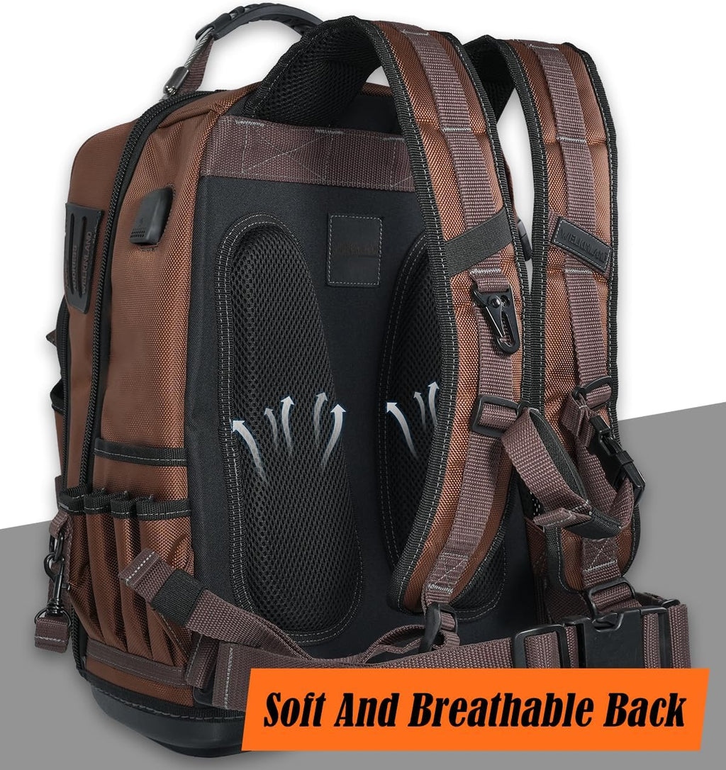 Sac à dos à équipements CVC WELKINLAND 70 poches doté de trousse à équipements, sac à dos électrique 4 pièces doté de trousse à équipements, sac à dos d'électricien à fond rigide, sac à dos à équipements robuste destiné à hommes