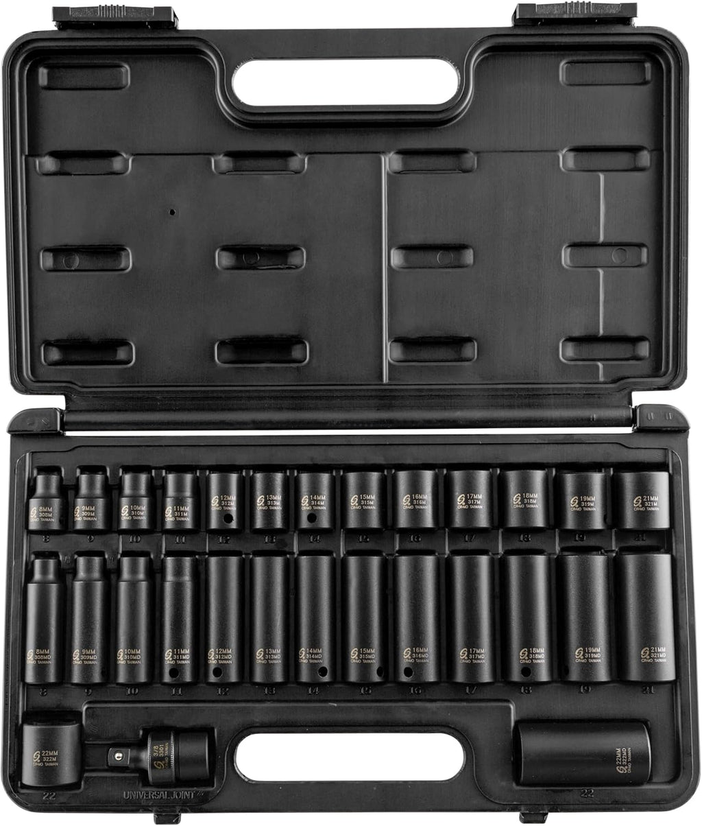 Sunex Tools - Ensemble de 29 douilles à chocs métriques 3/8" SE