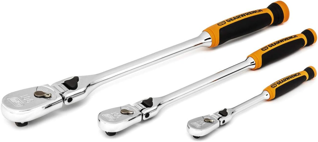 Clé à cliquet flexible à verrouillage bimatière 90 dents, entraînement 1/4", 3/8" et 1/2" GEARWRENCH - 81298T, multi-usage, taille unique – sélection pratique