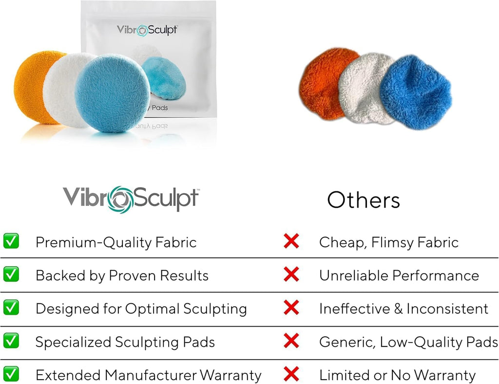 Appareil de massage destiné à drainage lymphatique Vibro Sculpt – Dispositif et masseur anti-cellulite, masseur corporel portatif destiné à le ventre et les jambes – Comprend des électrodes professionnelles et de l'huile de vitamine C