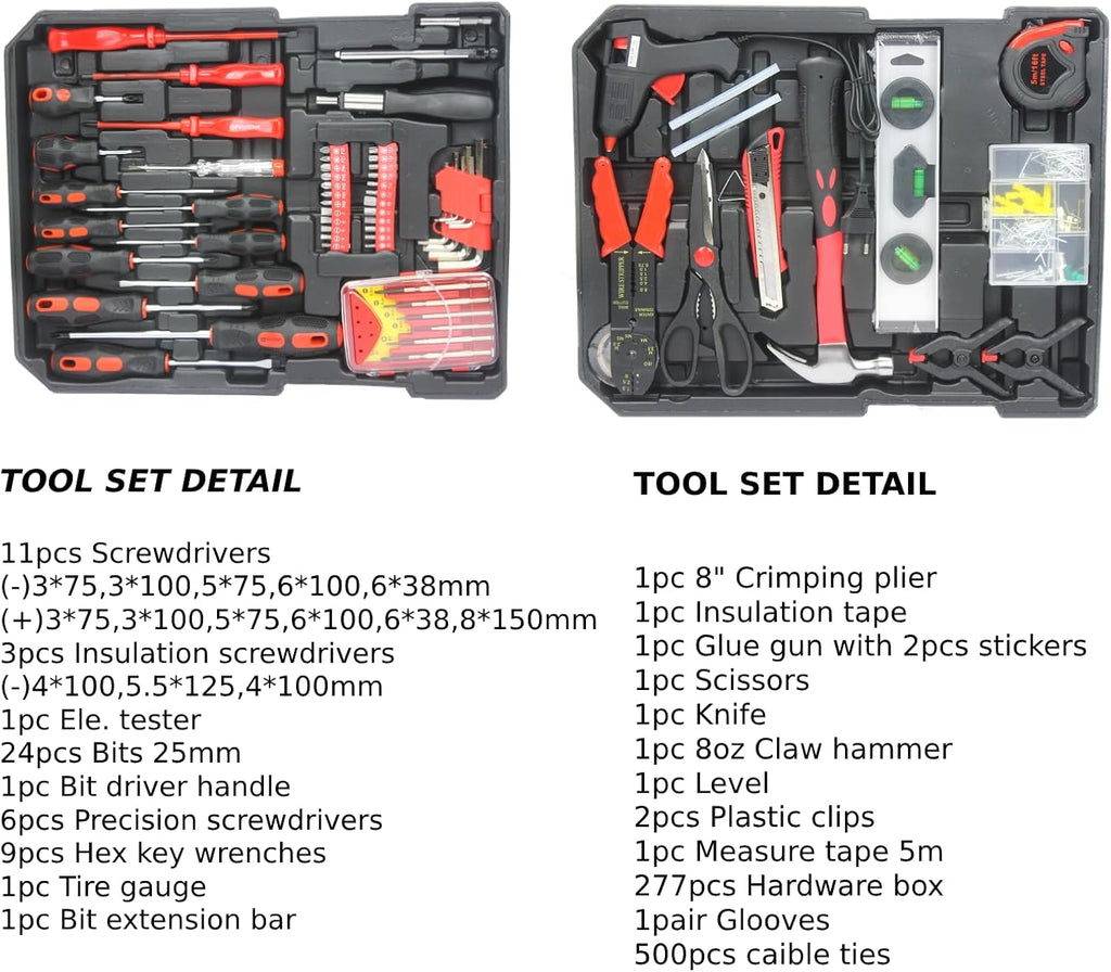 Coffret d'outils pratiques pour la maison et l'automobile - 899 pièces. Coffret d'outils à roulettes, ensemble complet d'outils à main, idéal pour les particuliers, les bricoleurs et les hommes à tout faire.