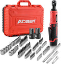 Ensemble de clé à cliquet sans fil AOBEN, cliquet 3/8, clé à cliquet électrique 40 pi-lb doté de gâchette à vitesse variable, 2 batteries lithium-ion 2000 mAh et chargeur, 83 douilles