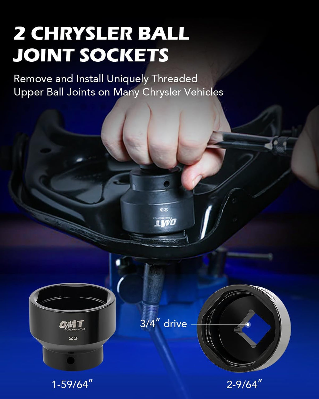 Ensemble de presse à rotule Orion Motor Tech Master, kit de 23 pièces destiné à presse à rotule et extraction de joint de cardan doté de douilles et adaptateurs universels, ensemble d'équipements robustes destiné à rotules
