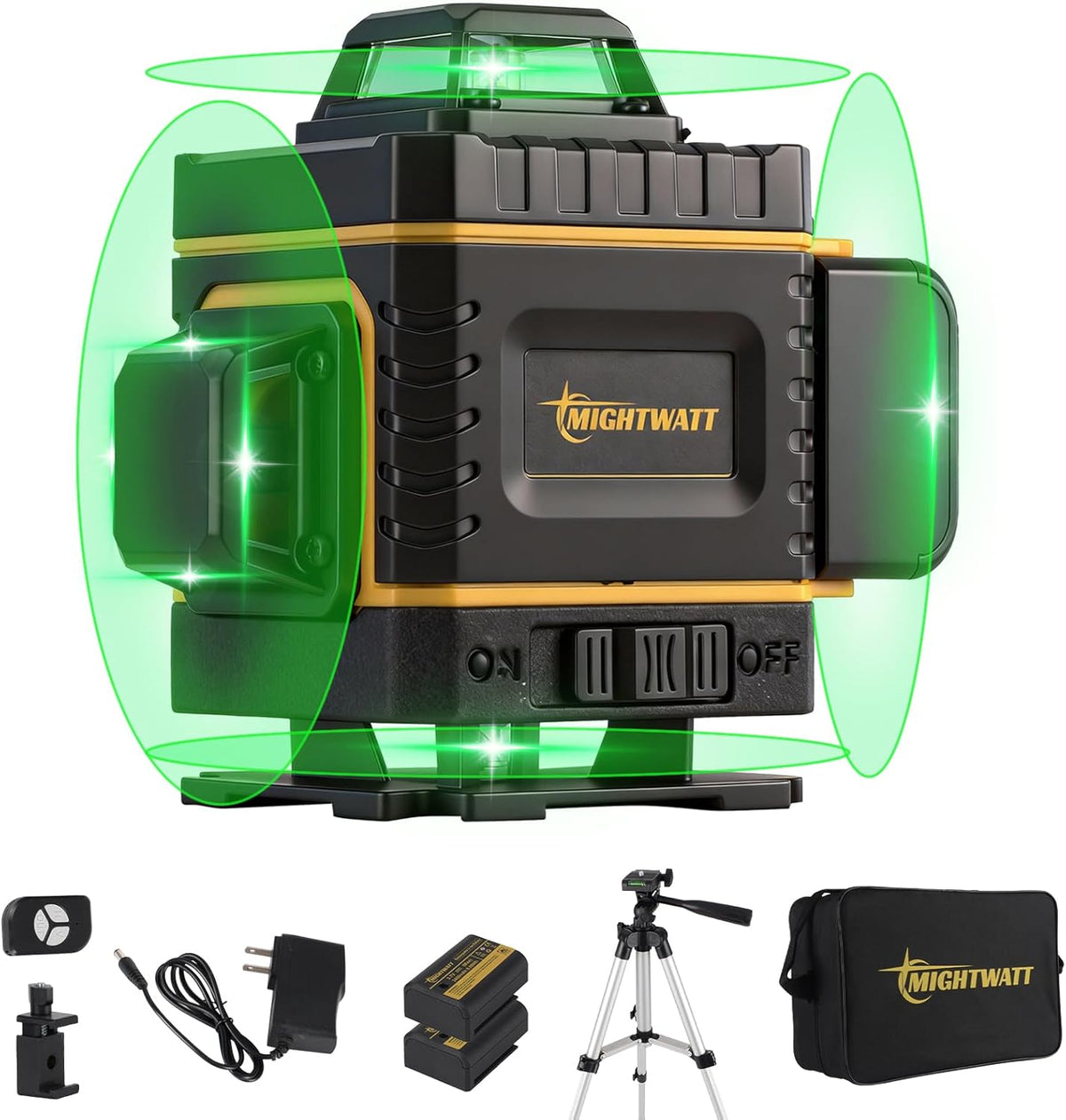 Niveau laser vert 4D à 16 lignes, autonivelant, doté de support magnétique et télécommande | Batterie rechargeable, lunettes de protection et support mural inclus | Idéal destiné à la construction et la rénovation - Dispositif de nivellement laser