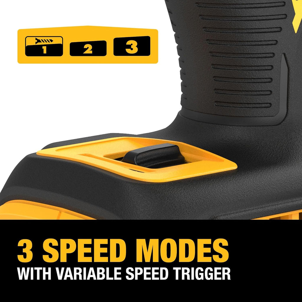 Visseuse à chocs DEWALT 20V MAX XR, 1/4 pouce, sans balais, couple élevé, 3 vitesses, sans fil haut de gamme doté de lumière DEL, autonomie prolongée, outil seul (DCF845B)