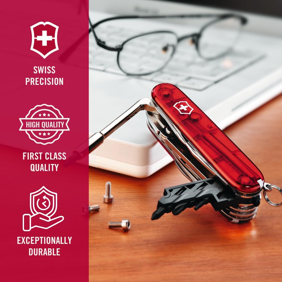 Couteau de poche Victorinox Cyber Tool M 32 fonctions, format moyen, doté de étui à embouts pliable, couleur rubis