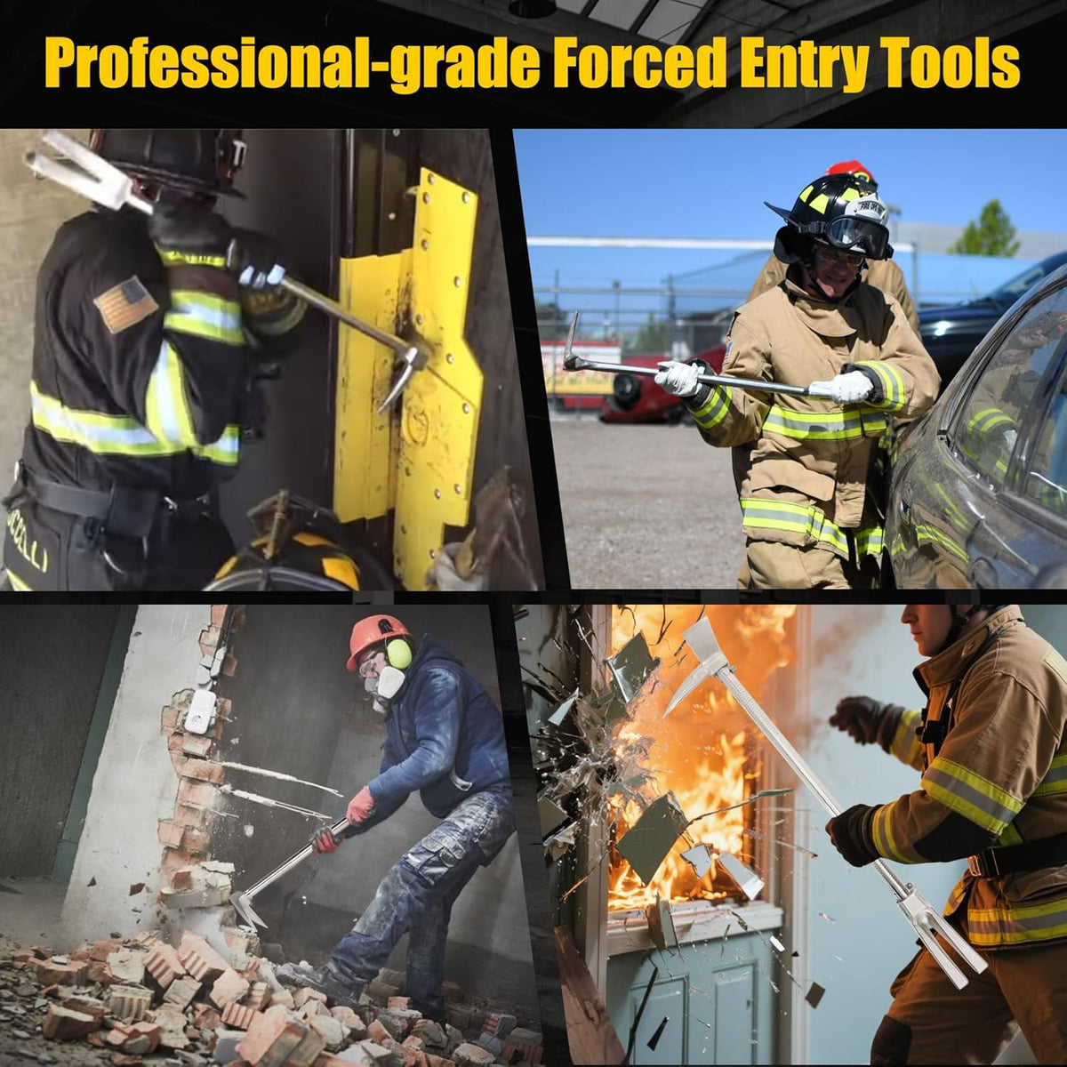 Dispositif Halligan 30, barre Halligan doté de sangle de transport destiné à les opérations de sauvetage incendie, les effractions tactiques et les interventions d'urgence