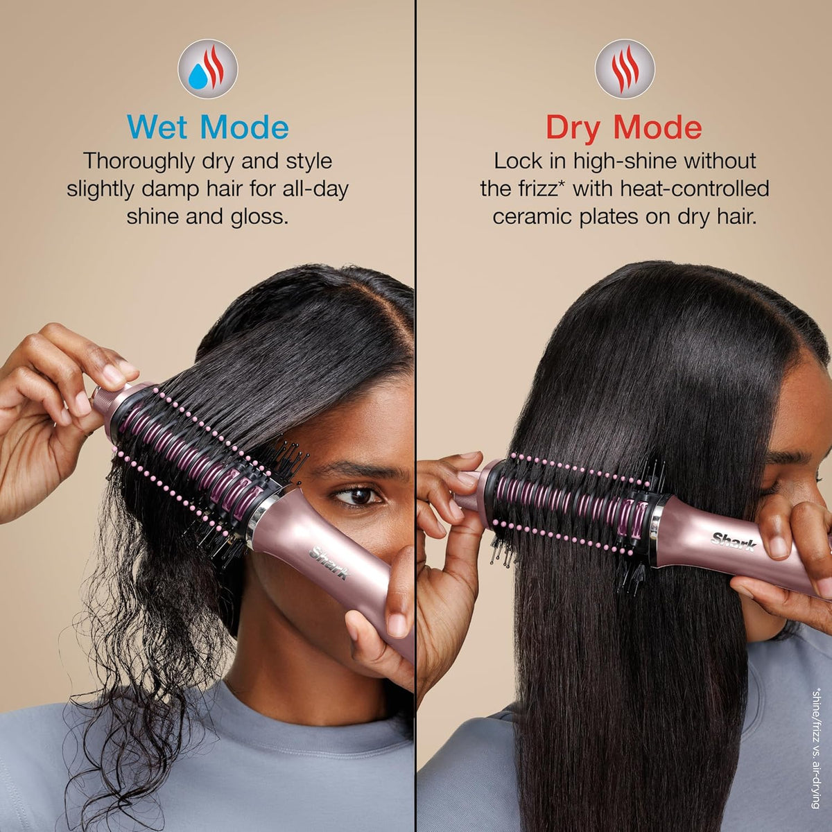 Lisseur et fer à lisser Shark Glossi 2-en-1 | Brushing ultra-rapide et ultra-brillant à domicile | Revêtement céramique à température contrôlée, convient aux cheveux bouclés, frisés et colorés | Litchi | HT302PK – sélection pratique