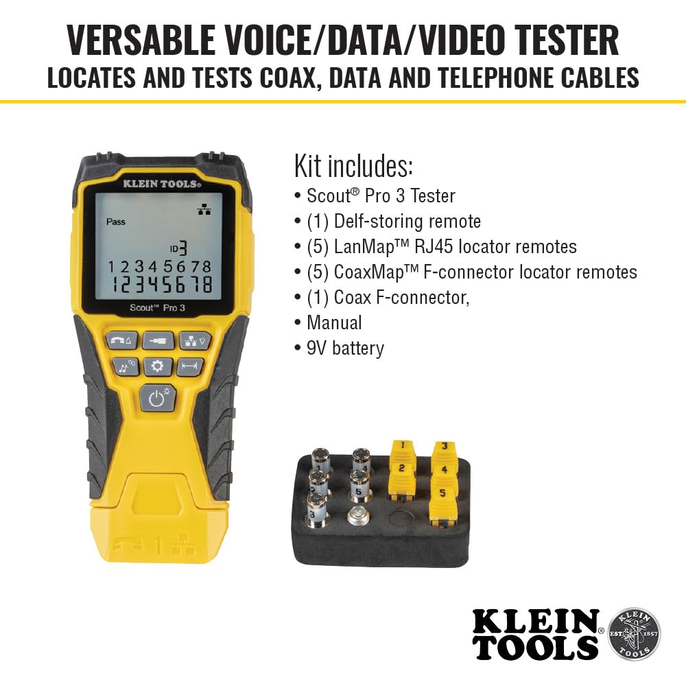 Ensemble de testeur de câbles KLEIN TOOLS VDV501-851 destiné à Ethernet et coaxial