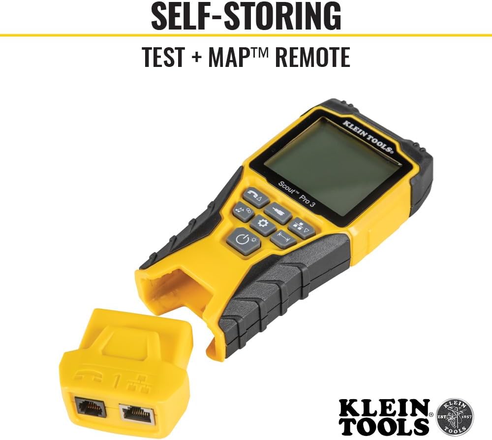 Ensemble de testeur de câbles Klein Tools VDV501-851 doté de Scout Pro 3 destiné à câbles Ethernet/données, coaxiaux/vidéo et téléphoniques, 5 télécommandes de localisation