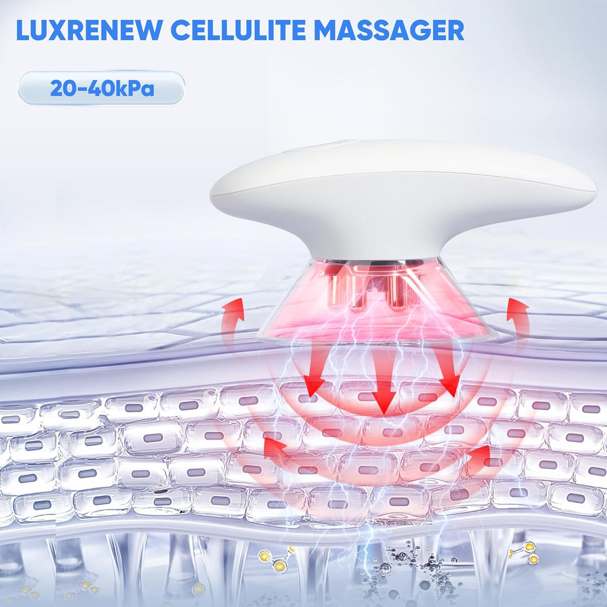 Appareil de massage électrique 3 en 1 contre la cellulite, appareil de remodelage corporel 3 en 1 - 3 modes réglables - Dispositif de thérapie par ventouses à usage domestique destiné à le dos, le ventre, la taille, les bras et les jambes - Blanc