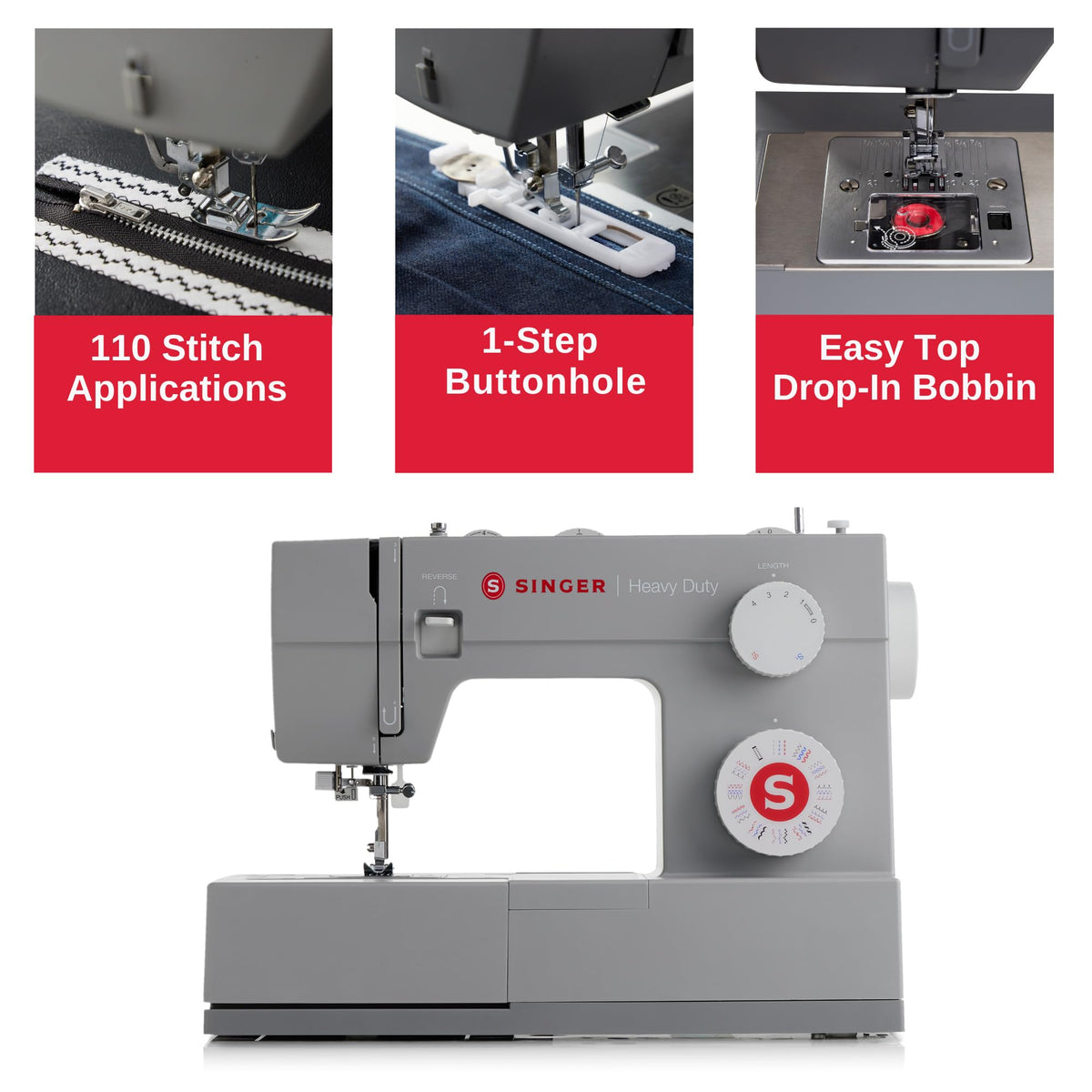 Machine à coudre haute vitesse SINGER Heavy Duty 4452 doté de accessoires