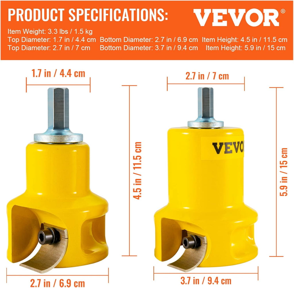 Fraise à tenons VEVOR, diamètres 1/25,4 mm et 2/50,8 mm, doté de lames doubles courbes et vis à tête cylindrique. Kit complet destiné à la fabrication de meubles en bois massif (aluminium et acier). Dispositif pour usage professionnel idéal...