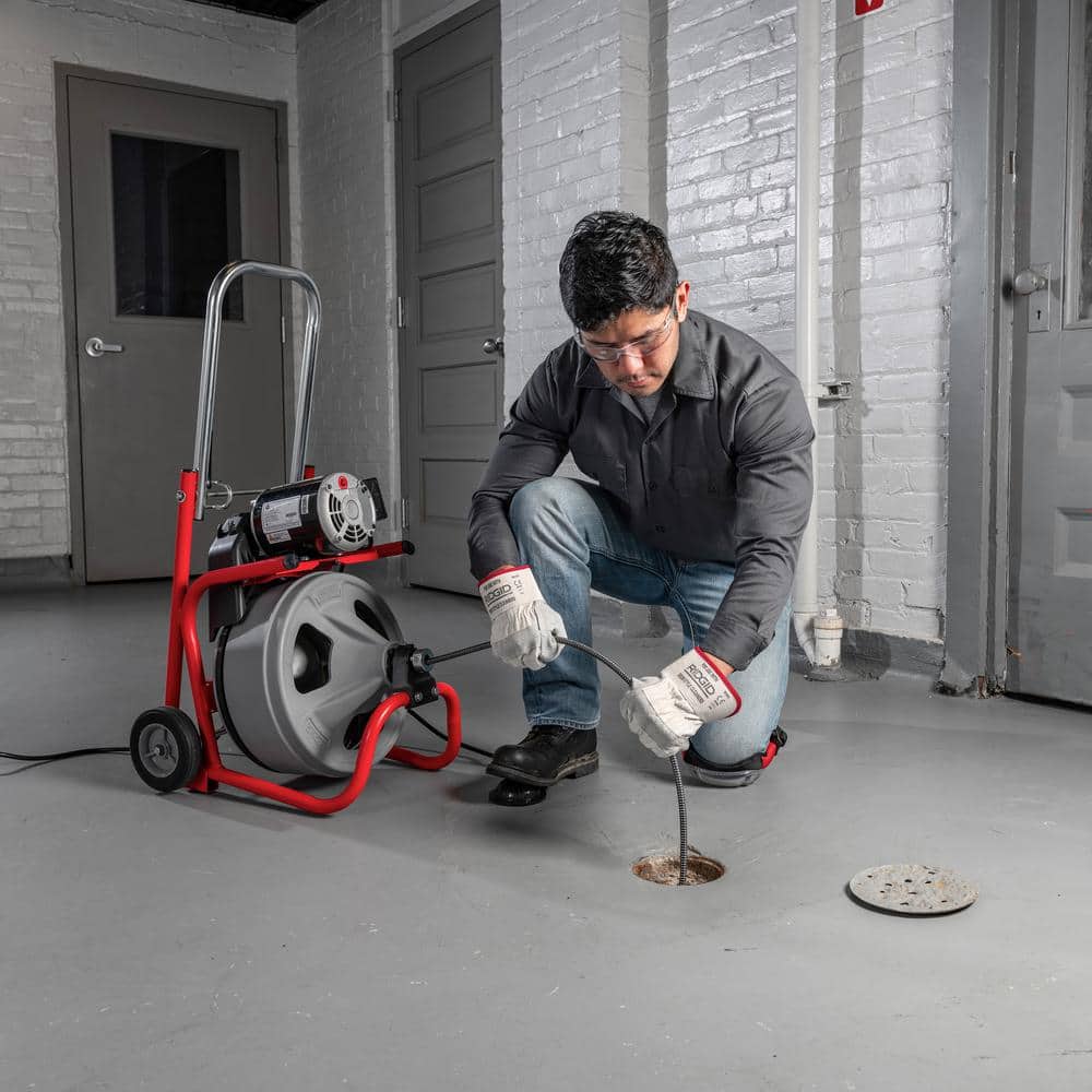 Déboucheur de canalisations K-400, machine à tambour 120 volts doté de câble C-32IW 3/8 po x 75 pi + ensemble d'équipements 4 pièces et gants 52363