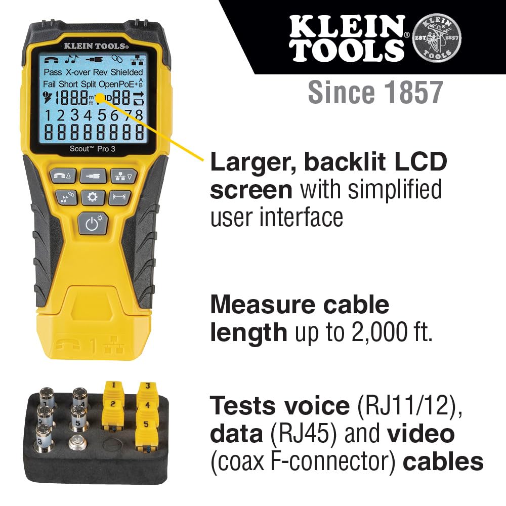 Ensemble de testeur de câbles KLEIN TOOLS VDV501-851 destiné à Ethernet et coaxial