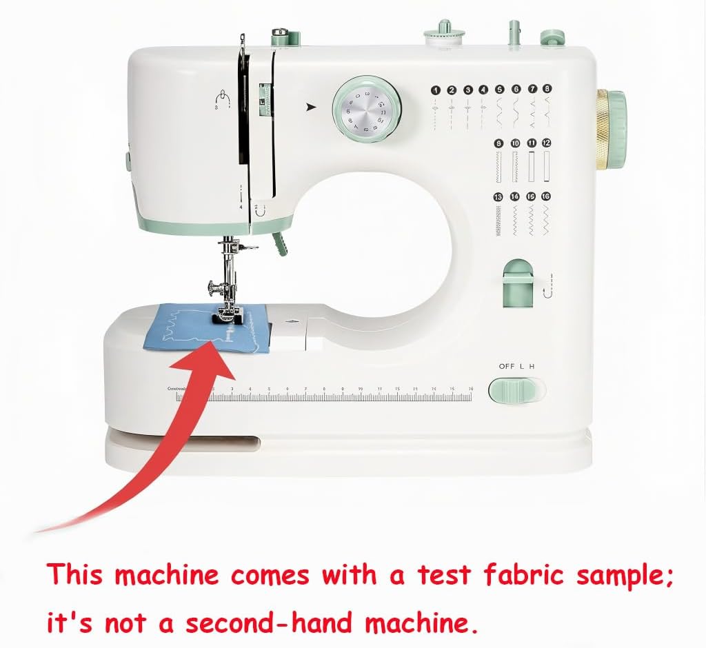 Machine à coudre électrique destiné à débutants, à double aiguille, doté de 16 points de couture, pédale et kit d'accessoires 42poc destiné à loisirs créatifs (verte).