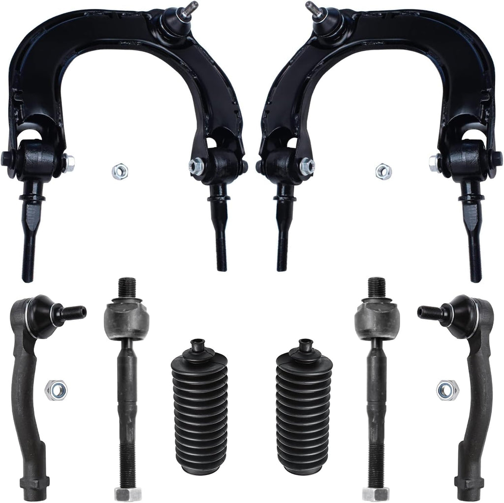 Detroit Axle - Ensemble de 8 bras de suspension avant destiné à Hyundai Sonata 1999-2005 et Kia Optima XG300/XG350 2001-2006 : 2 bras de suspension supérieurs doté de rotule, 4 embouts de biellette de direction (intérieurs et extérieurs) et 2...