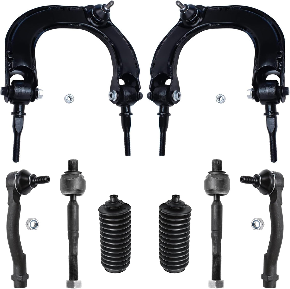 Detroit Axle - Ensemble de 8 bras de suspension avant destiné à Hyundai Sonata 1999-2005 et Kia Optima XG300/XG350 2001-2006 : 2 bras de suspension supérieurs doté de rotule, 4 embouts de biellette de direction (intérieurs et extérieurs) et 2...