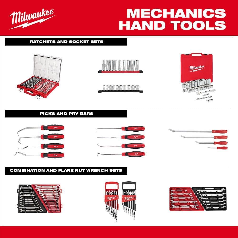 Ensemble de 32 pièces Milwaukee 48-22-9482 comprenant une clé à cliquet et des douilles métriques 3/8 po, doté de étui PACKOUT.